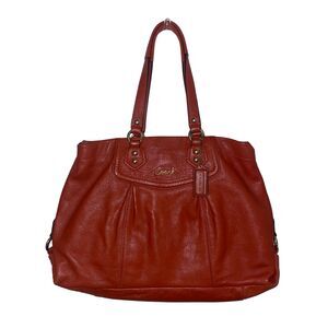 Y2K Coach Burnt Orange Ashley Leather Caryall Tote Bag